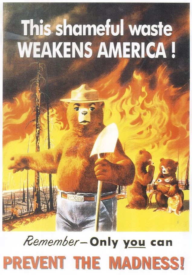 SmokeyBearShamefulWaste1953-visual-rhetoric-example