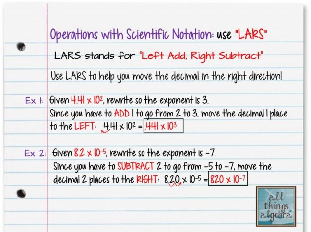Operations with Scientific Notation and "LARS" | kidCourseskidCourses.com