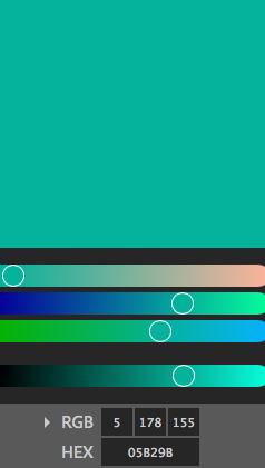 At the bottom you can see the computer code in two forms: one is the RGB code and one is the hex code.