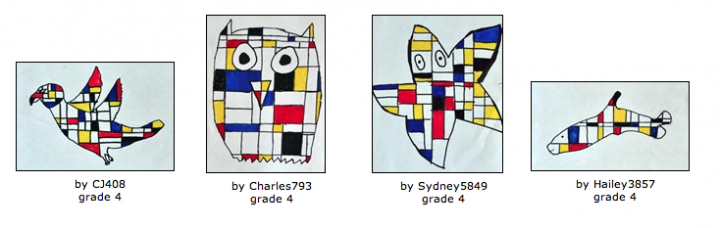 Mondrian Animals - project for kids