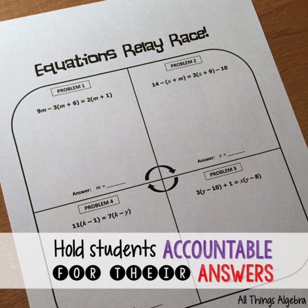 Spicing up the Secondary Math Classroom 4 Relay Activities