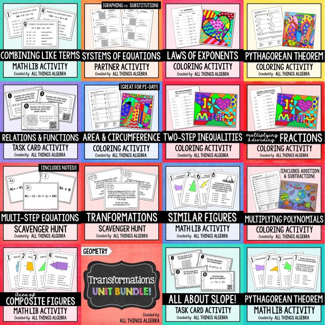 pythagorean theorem coloring activity pages